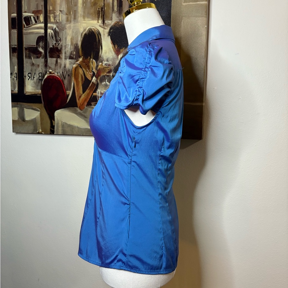 Express Blue Iridescent Ruffle Blouse - Picture 4 of 8